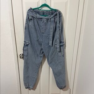 Stylish Gray Cargo Pants with Belt